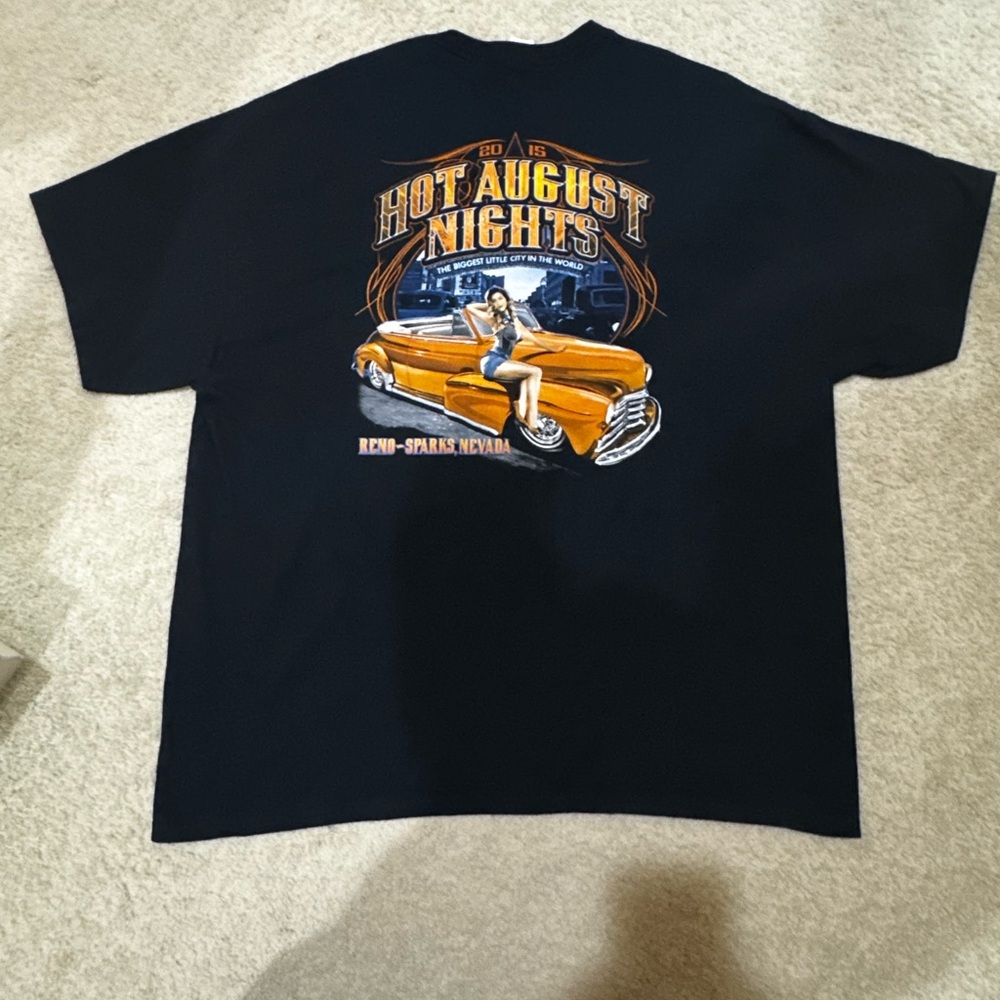 NWOT 2015 Black Hot August Nights Graphic Short Sleeve T-Shirt Size XXL